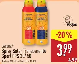 ALDI Lacura spray solar transparente sport fps 30/50 promoção