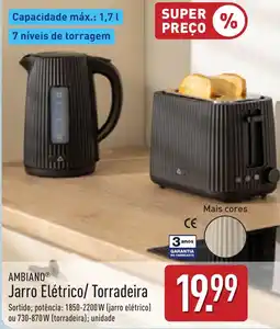ALDI Ambiano jarro elétrico/ torradeira promoção