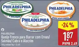 ALDI philadelphia queijo fresco para barrar com ervas/salmão/cabra e alecrim promoção