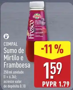 ALDI Compal Sumo de Mirtilo e Framboesa promoção
