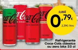 Froiz Refrigerante Coca-Cola clássica ou zero lata 33 cl promoção