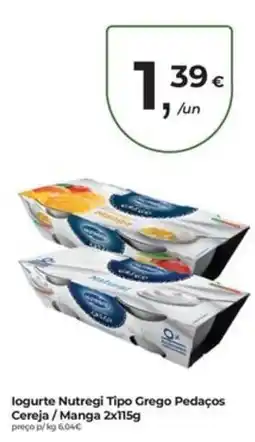 Aqui é fresco logurte nutregi tipo grego pedaços cereja / manga promoção