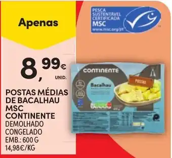 Continente Postas médias de bacalhau msc continente promoção