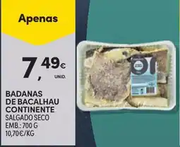 Continente Badanas de bacalhau continente promoção