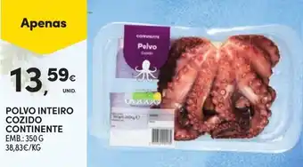 Continente Polvo inteiro cozido continente promoção
