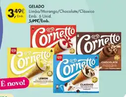 Pingo Doce Cornetto Limão/Morango/Chocolate/Clássico promoção