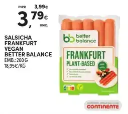 Continente Salsicha frankfurt vegan better balance promoção