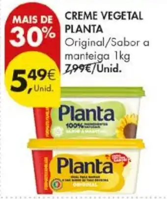 Pingo Doce Creme vegetal planta original promoção