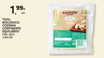 Continente Tofu biológico cozinha continente equilíbrio promoção