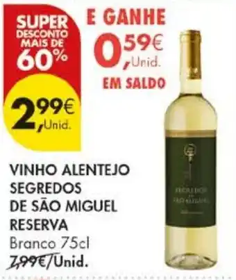 Pingo Doce Vinho alentejo segredos de são miguel reserva promoção