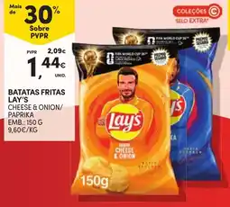 Continente Batatas fritas lay's cheese & onion/paprika promoção