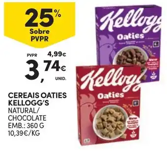 Continente Cereais Oaties Kellogg's Natural/Chocolate promoção