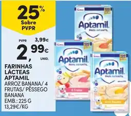 Continente Farinhas lacteas aptamil arroz banana / 4 frutas/ pêssego banana promoção