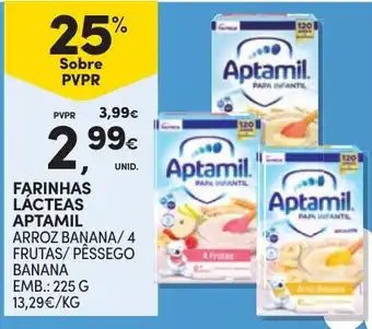 Continente Farinhas lacteas aptamil arroz banana / 4 frutas/ pêssego banana promoção