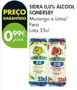 Pingo Doce Sidra 0,0% álcool somersby morango e lima/pera promoção