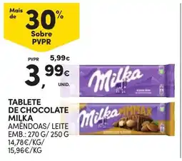 Continente Tablete de chocolate milka amêndoas/ leite promoção