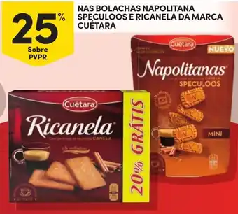 Continente Bolachas napolitana speculoos e ricanela da marca cuétara promoção