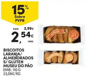 Continente Biscoitos laranja/almendrados s/gluten museu do pão promoção