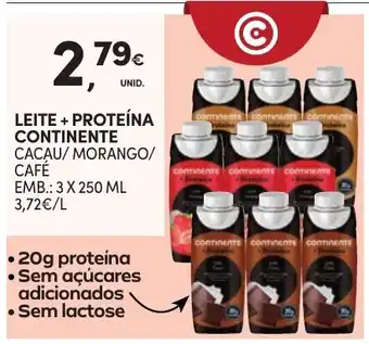 Continente Leite + proteína continente cacau/morango/café promoção