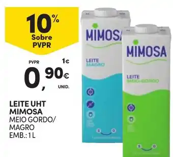 Continente Leite uht mimosa meio gordo/magro promoção