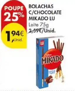 Pingo Doce Bolachas c/chocolate mikado lu promoção