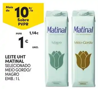 Continente Leite uht matinal selecionado meio gordo/magro promoção