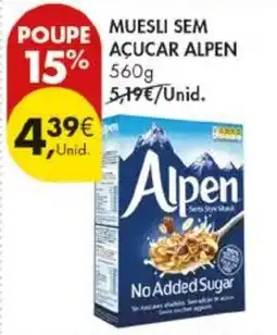 Pingo Doce Muesli sem açucar alpen promoção
