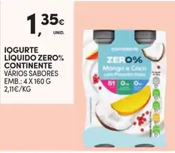 Continente Iogurte líquido zero% continente promoção