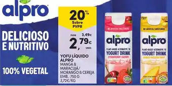 Continente Yofu líquido alpro manga & maracujá/morango & cereja promoção