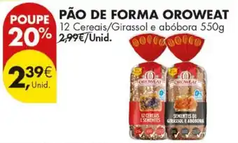 Pingo Doce Pão de forma oroweat promoção