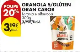 Pingo Doce granola s/glúten gran carob promoção