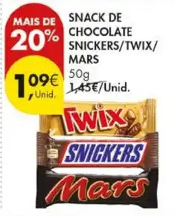 Pingo Doce snack de chocolate snickers/twix/mars promoção