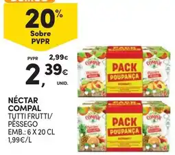 Continente Néctar compal tutti frutti/pêssego promoção