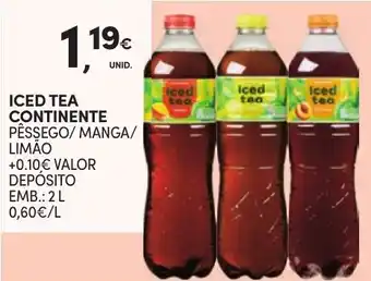 Continente Iced Tea Continente Pêssego/Manga/Limão promoção