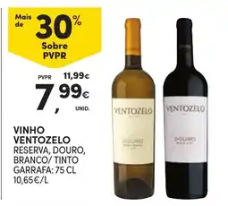Continente Vinho ventozelo reserva, douro, branco/ tinto promoção