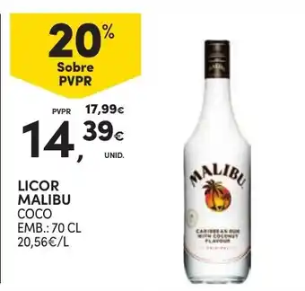 Continente Licor malibu coco promoção