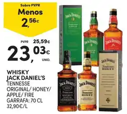 Continente Whisky jack daniel's tennesse original/honey/apple/fire promoção