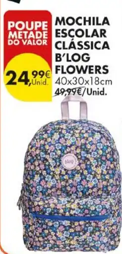 Pingo Doce mochila escolar clássica b'log flowers promoção