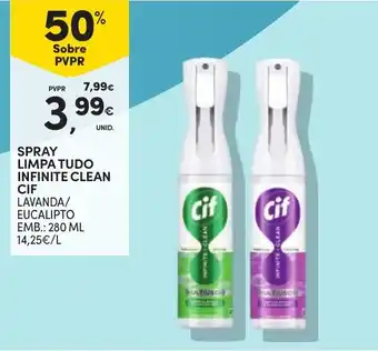 Continente Spray limpa tudo infinite clean cif lavanda/eucalipto promoção
