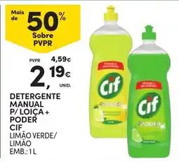 Continente Detergente manual p/ loiça + poder cif limão verde/ limão promoção