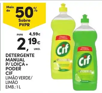 Continente Detergente manual p/ loiça + poder cif limão verde/ limão promoção