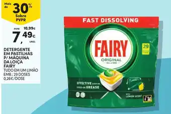 Continente Detergente em pastilhas p/ maquina da loiça fairy tudo em um limão promoção
