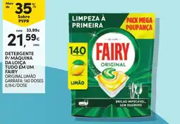 Continente Detergente p/ maquina da loiça tudo em um fairy original limão promoção