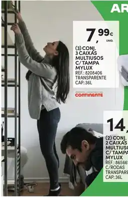 Continente Conj. 3 caixas multiusos c/tampa mylux promoção