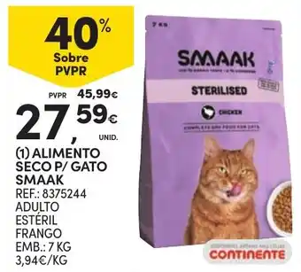 Continente alimento seco p/ gato smaak promoção