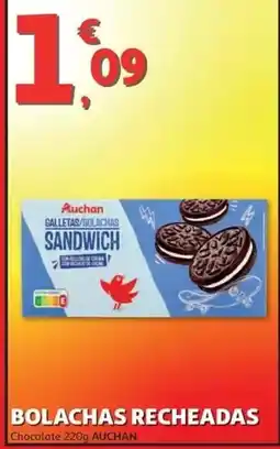 Auchan Bolachas recheadas chocolate 220g auchan promoção