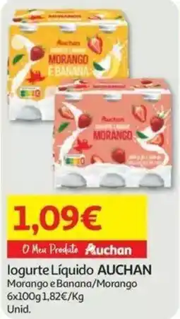 Auchan logurte líquido auchan morango e banana/morango promoção