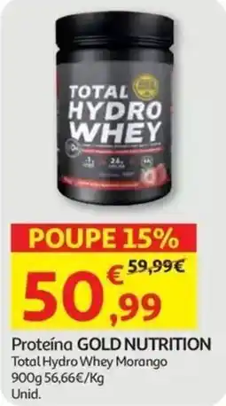 Auchan Proteína gold nutrition total hydro whey morango promoção