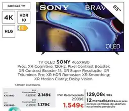 El Corte Inglés tv oled sony k65xr80 promoção
