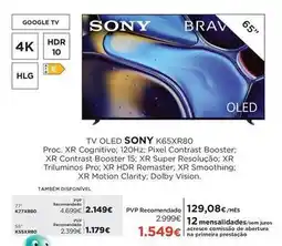 El Corte Inglés Sony - tv oled k65xr80 promoção